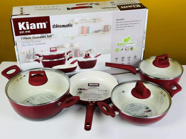 Kiam 7pcs set Nonstick Ceramic Coated Red