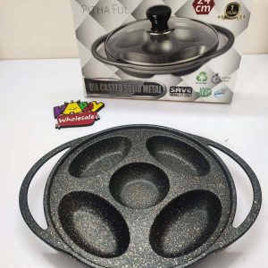 Black Pitha Pan Non stick Marble Coated with glass lid