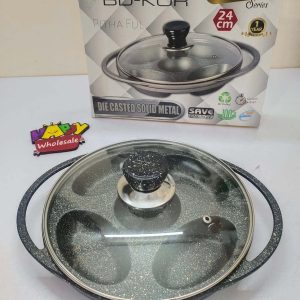 Black Coffe Pitha Pan Non stick Marble Coated with glass lid
