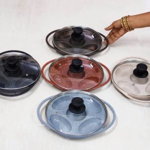 Pitha Pan Non stick Marble Coated with glass lid
